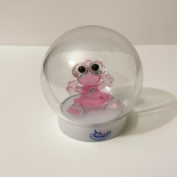 Swarovski  Crystals The Twinklets Pink Figurine In Globe Scratches - Picture 1 of 16
